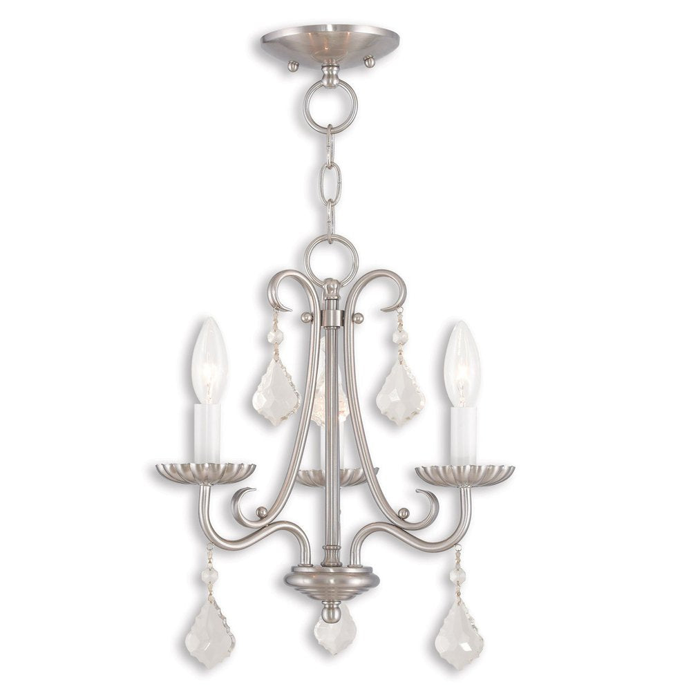 Nickel Three Light Metal Dimmable Chandelier With Shades HomeRoots