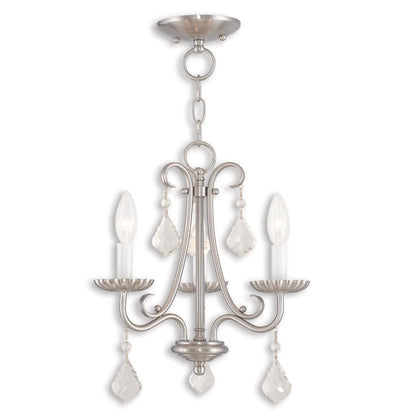 Nickel Three Light Metal Dimmable Chandelier With Shades HomeRoots