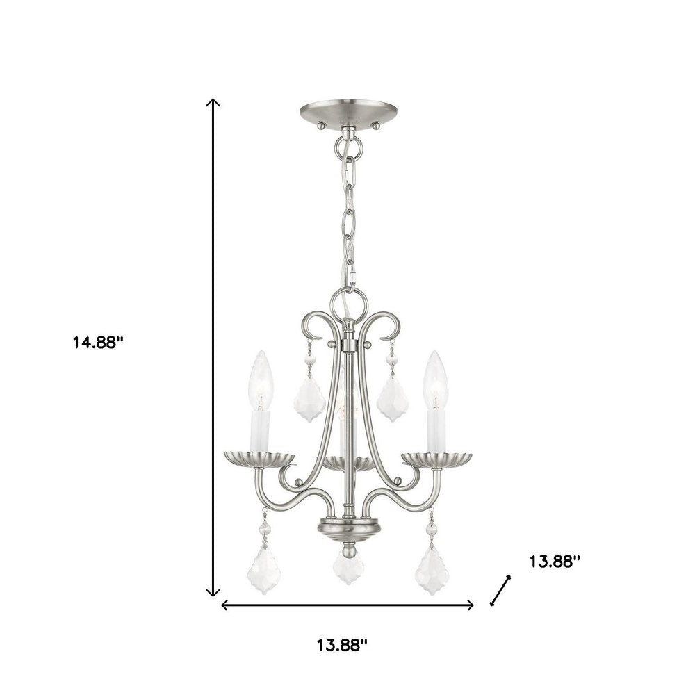 Nickel Three Light Metal Dimmable Chandelier With Shades HomeRoots
