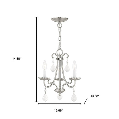 Nickel Three Light Metal Dimmable Chandelier With Shades HomeRoots