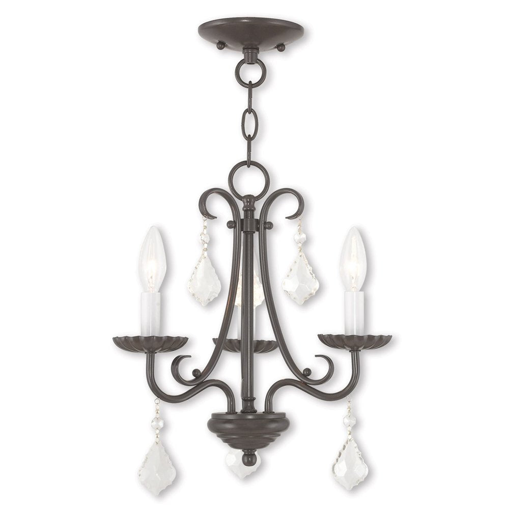 Bronze Three Light Metal Dimmable Chandelier With Shades HomeRoots