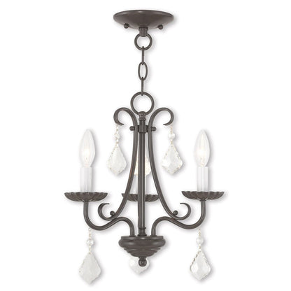 Bronze Three Light Metal Dimmable Chandelier With Shades HomeRoots