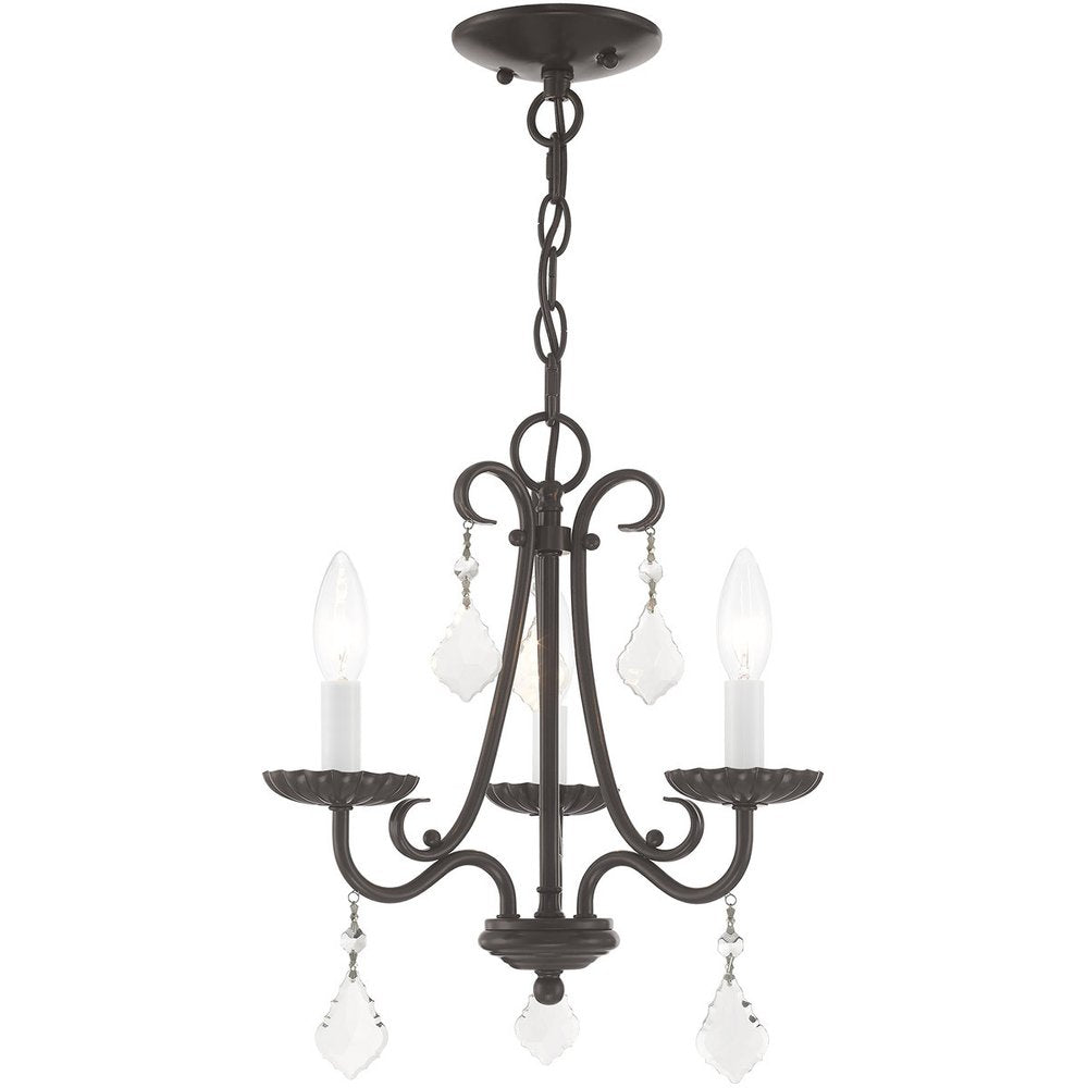 Bronze Three Light Metal Dimmable Chandelier With Shades HomeRoots