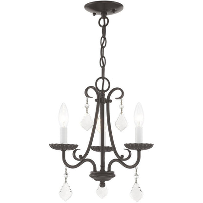 Bronze Three Light Metal Dimmable Chandelier With Shades HomeRoots