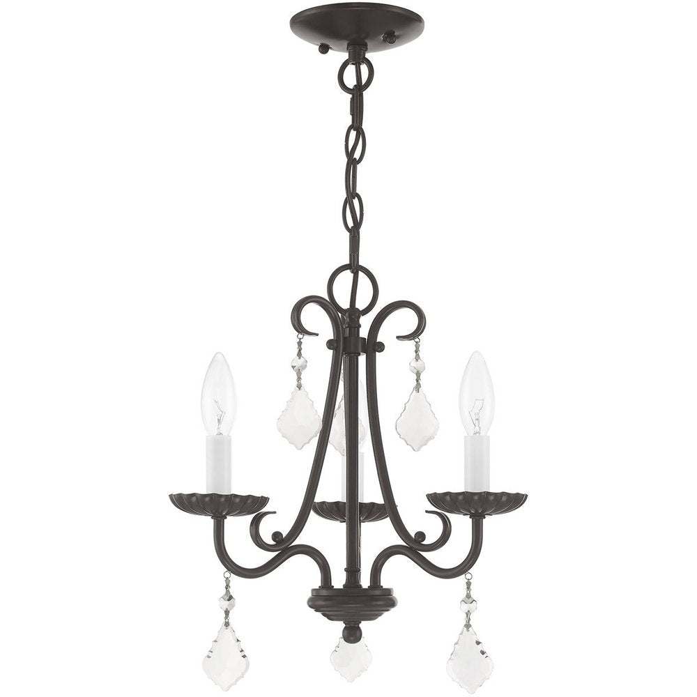 Bronze Three Light Metal Dimmable Chandelier With Shades HomeRoots