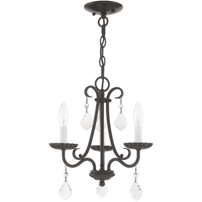 Bronze Three Light Metal Dimmable Chandelier With Shades HomeRoots
