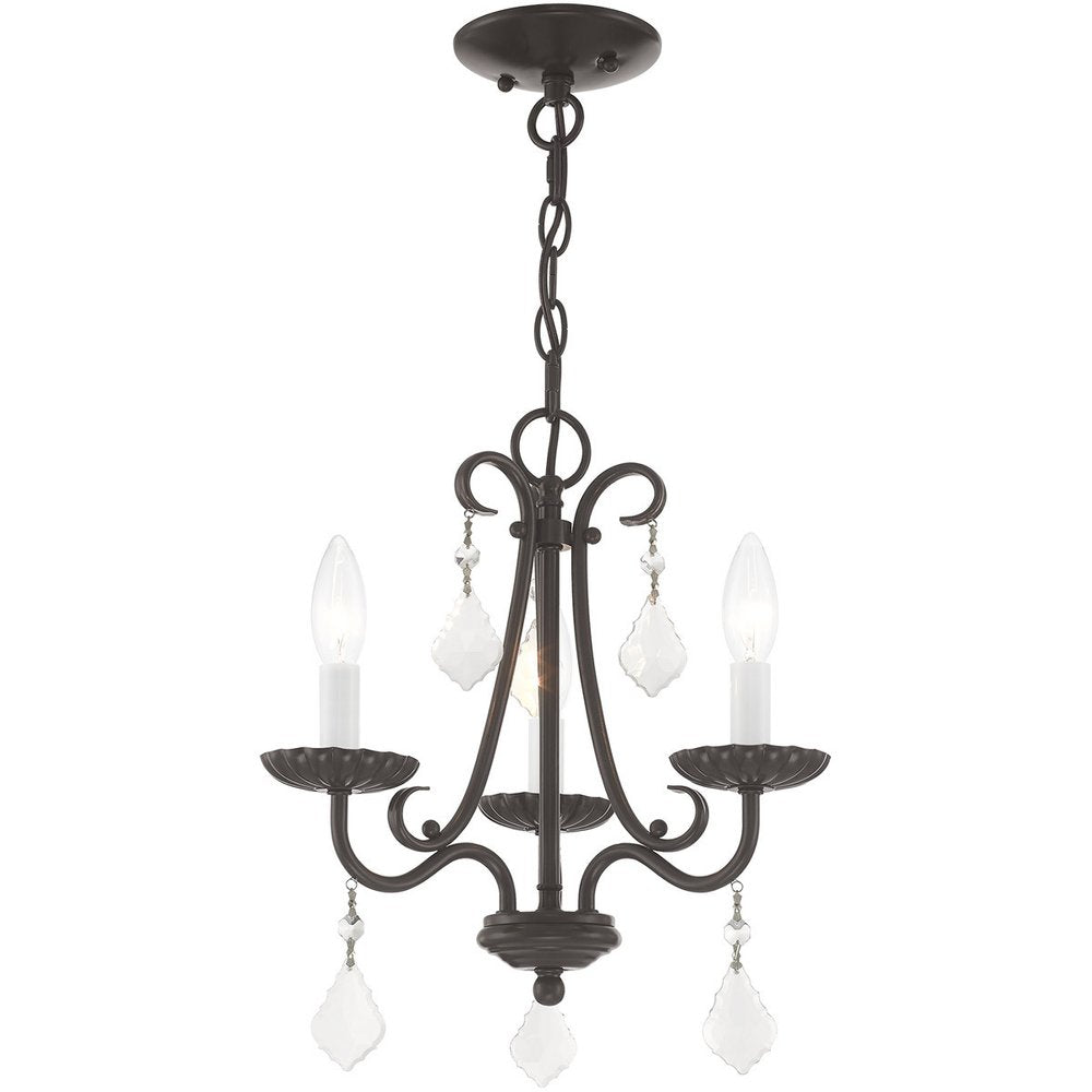 Bronze Three Light Metal Dimmable Chandelier With Shades HomeRoots