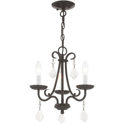 Bronze Three Light Metal Dimmable Chandelier With Shades HomeRoots