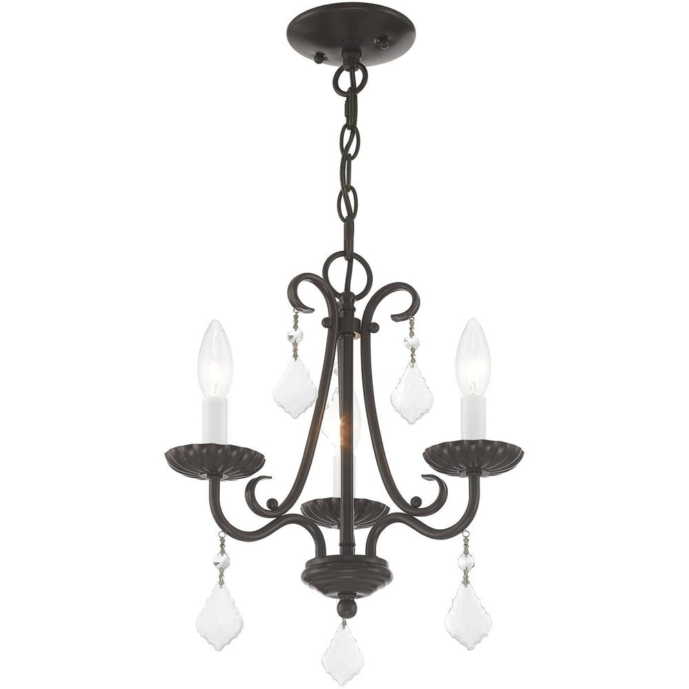 Bronze Three Light Metal Dimmable Chandelier With Shades HomeRoots