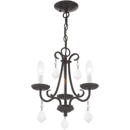 Bronze Three Light Metal Dimmable Chandelier With Shades HomeRoots
