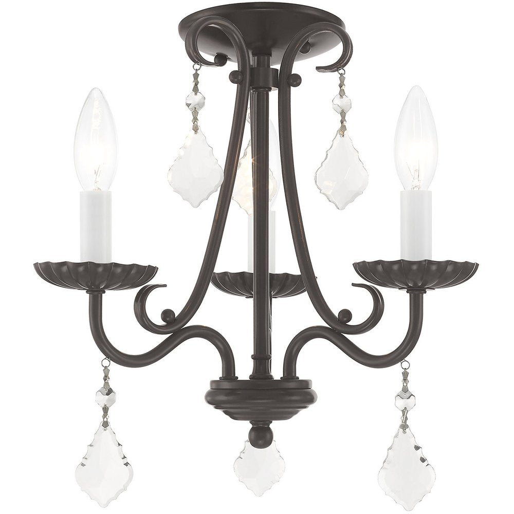 Bronze Three Light Metal Dimmable Chandelier With Shades HomeRoots