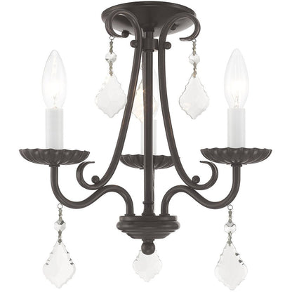 Bronze Three Light Metal Dimmable Chandelier With Shades HomeRoots