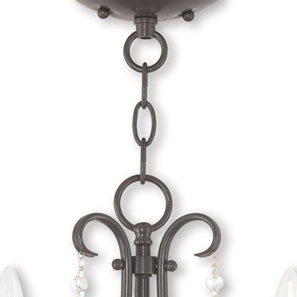 Bronze Three Light Metal Dimmable Chandelier With Shades HomeRoots
