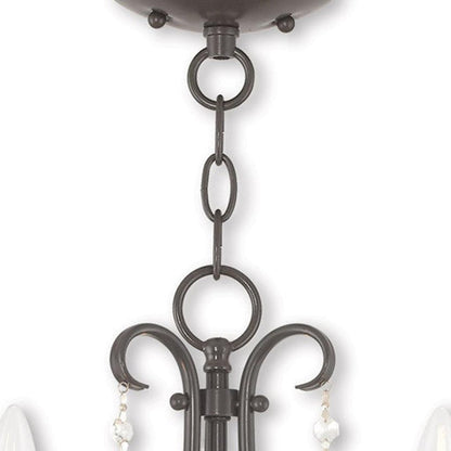 Bronze Three Light Metal Dimmable Chandelier With Shades HomeRoots