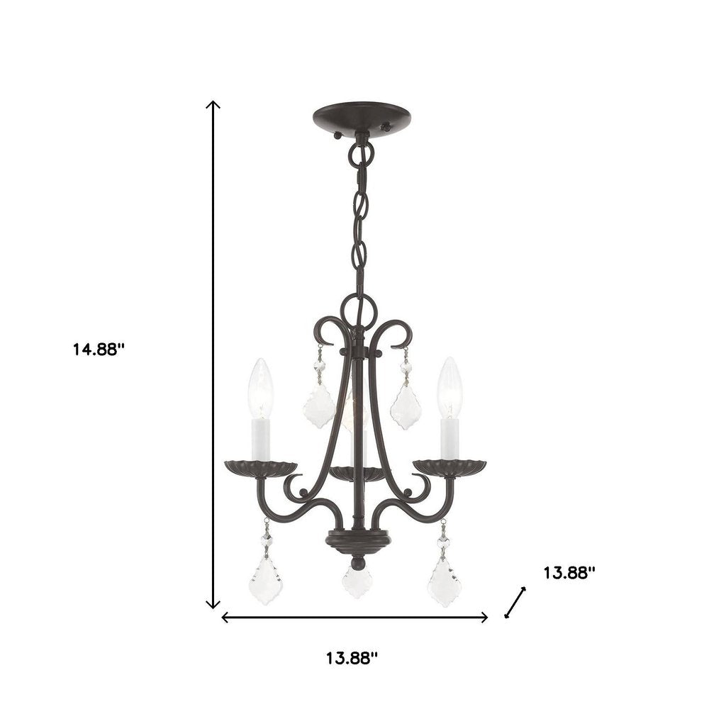 Bronze Three Light Metal Dimmable Chandelier With Shades HomeRoots