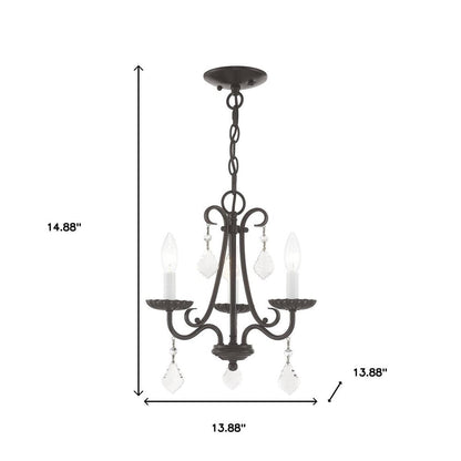 Bronze Three Light Metal Dimmable Chandelier With Shades HomeRoots