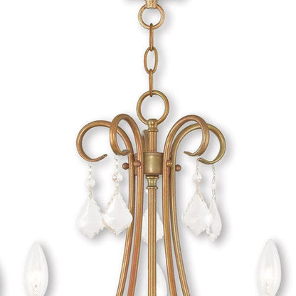 Antiqued Gold Five Light Metal Dimmable Chandelier With Shades HomeRoots