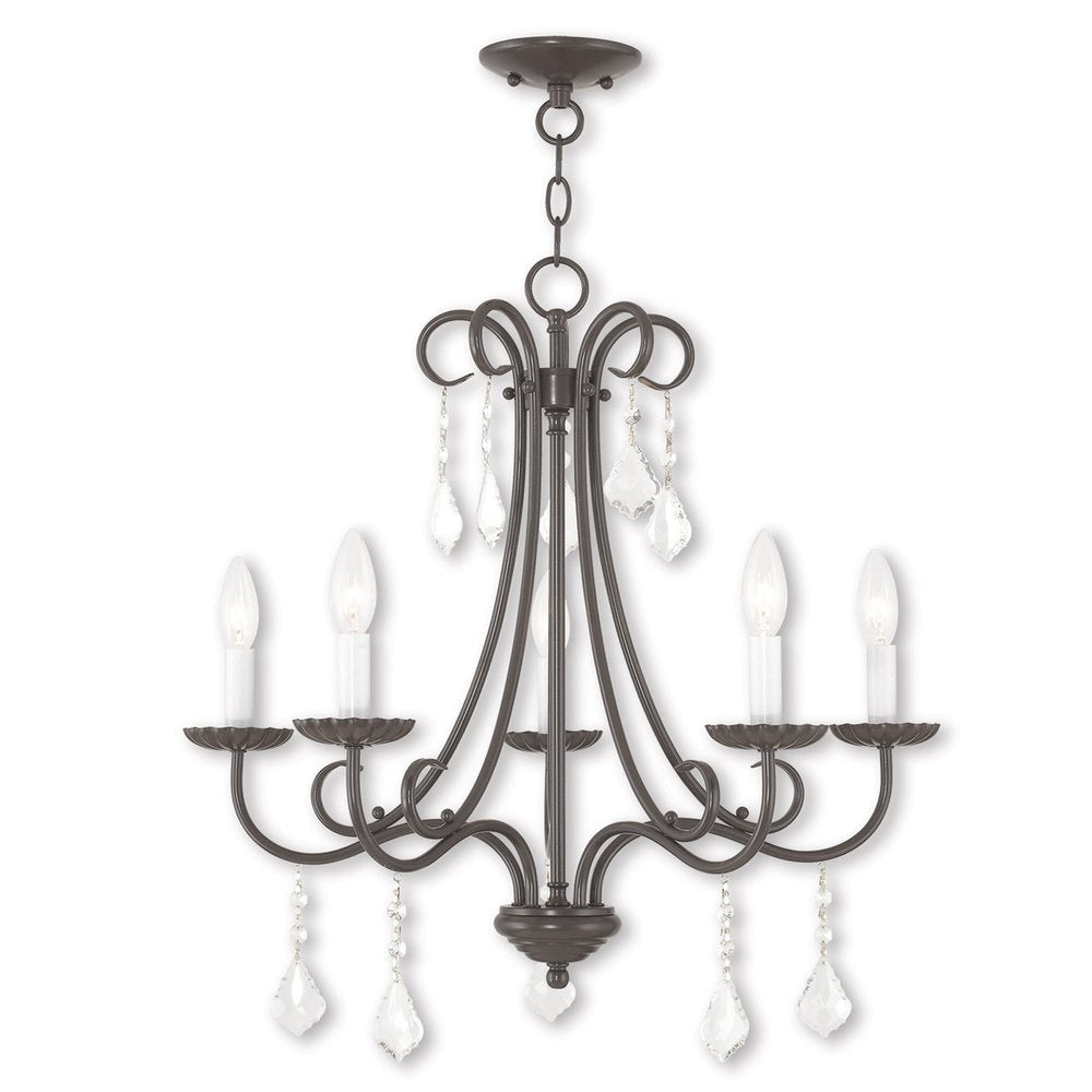 Bronze Five Light Metal Dimmable Chandelier With Shades HomeRoots