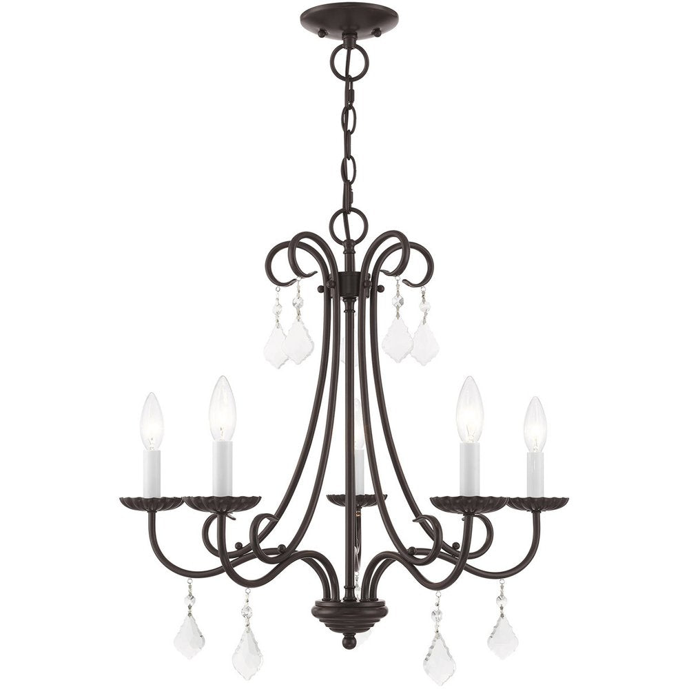 Bronze Five Light Metal Dimmable Chandelier With Shades HomeRoots