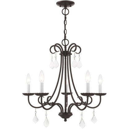 Bronze Five Light Metal Dimmable Chandelier With Shades HomeRoots
