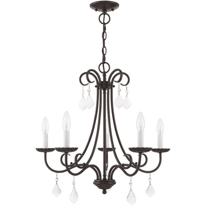 Bronze Five Light Metal Dimmable Chandelier With Shades HomeRoots