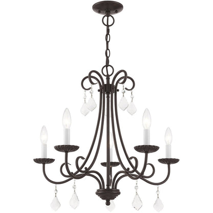 Bronze Five Light Metal Dimmable Chandelier With Shades HomeRoots