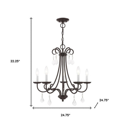 Bronze Five Light Metal Dimmable Chandelier With Shades HomeRoots