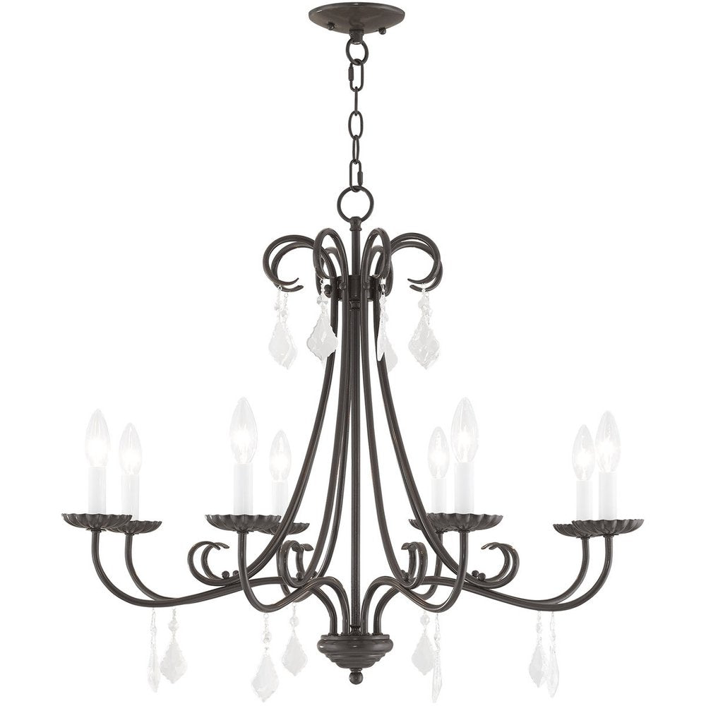 Bronze Eight Light Metal Dimmable Chandelier With Shades HomeRoots