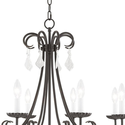 Bronze Eight Light Metal Dimmable Chandelier With Shades HomeRoots