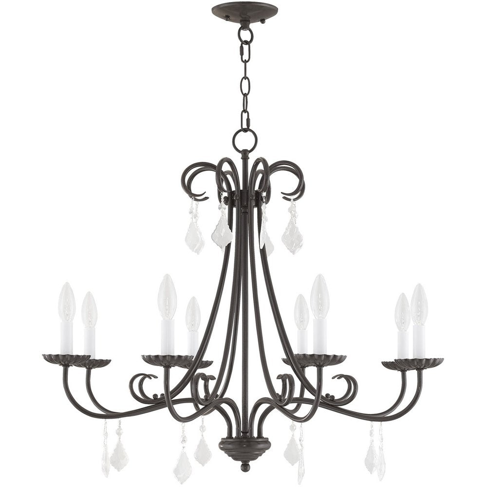 Bronze Eight Light Metal Dimmable Chandelier With Shades HomeRoots
