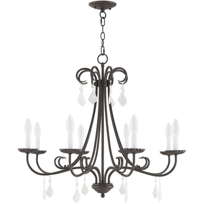 Bronze Eight Light Metal Dimmable Chandelier With Shades HomeRoots