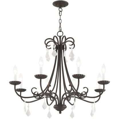 Bronze Eight Light Metal Dimmable Chandelier With Shades HomeRoots