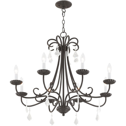 Bronze Eight Light Metal Dimmable Chandelier With Shades HomeRoots