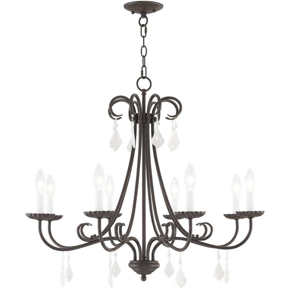 Bronze Eight Light Metal Dimmable Chandelier With Shades HomeRoots