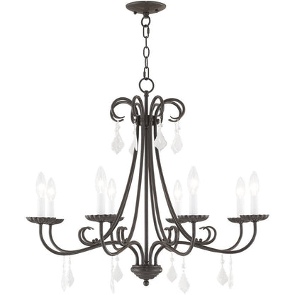 Bronze Eight Light Metal Dimmable Chandelier With Shades HomeRoots