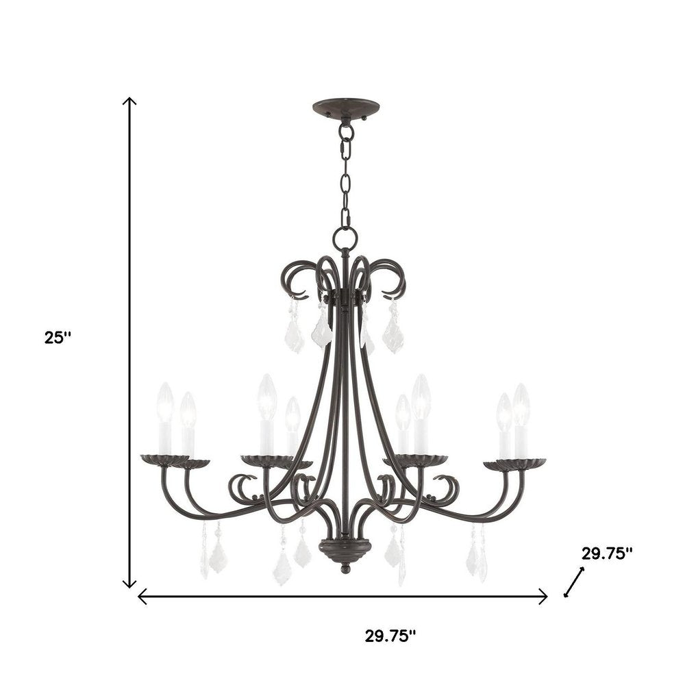 Bronze Eight Light Metal Dimmable Chandelier With Shades HomeRoots
