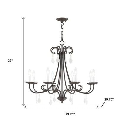 Bronze Eight Light Metal Dimmable Chandelier With Shades HomeRoots