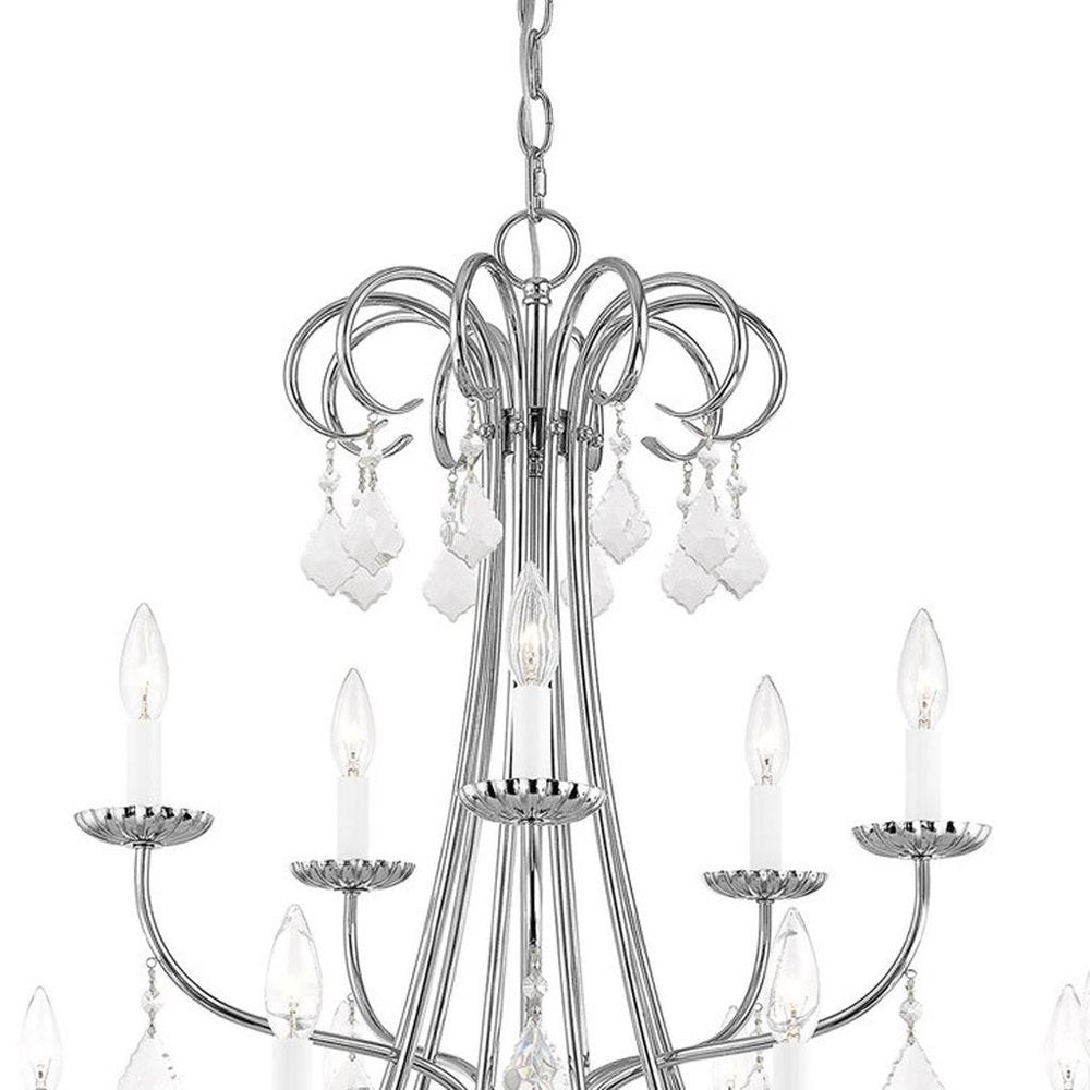 Silver Multi Light Metal Dimmable Chandelier With Shades HomeRoots