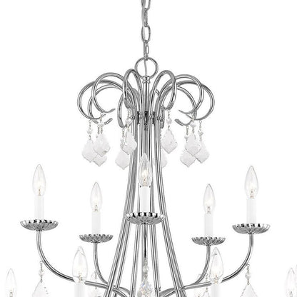 Silver Multi Light Metal Dimmable Chandelier With Shades HomeRoots