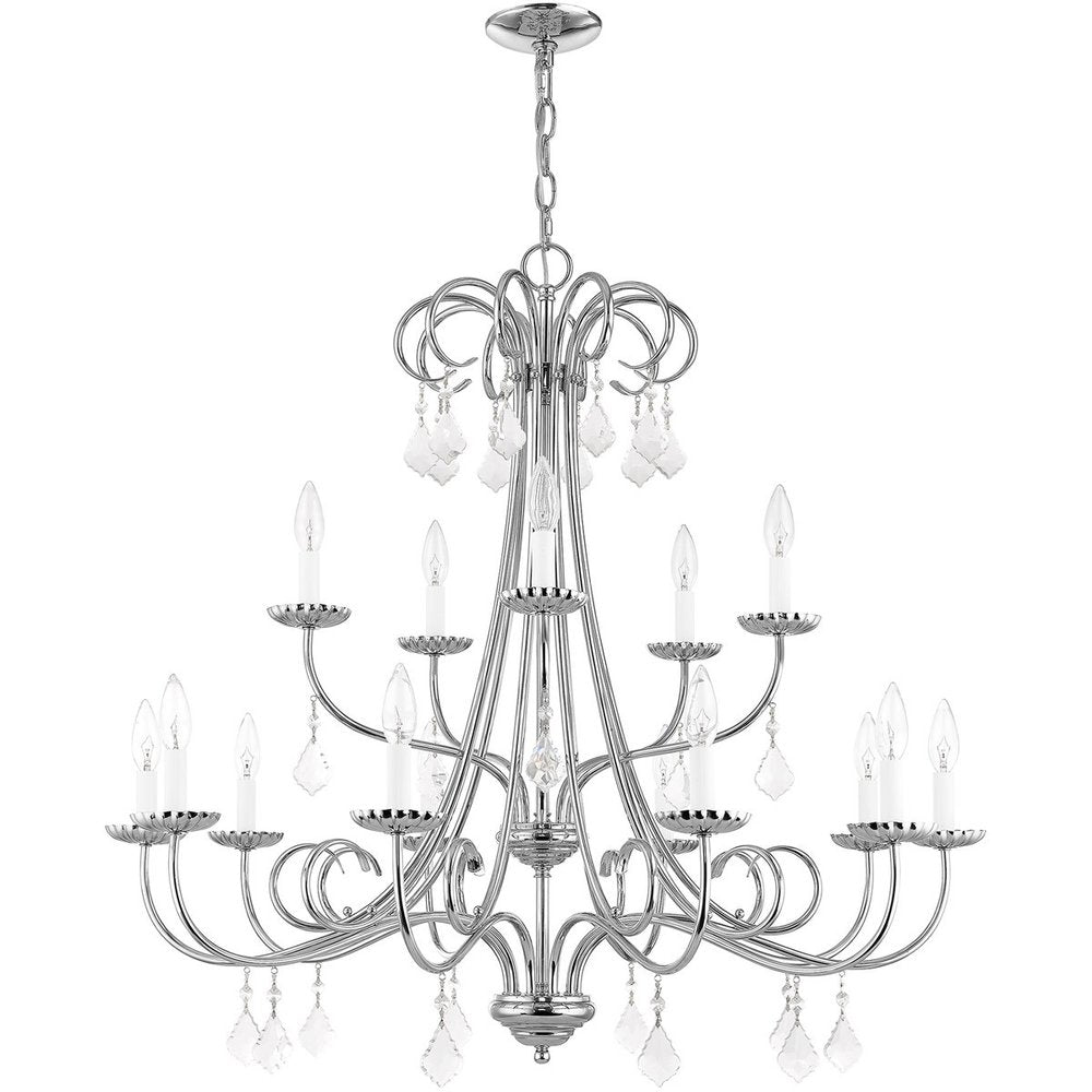 Silver Multi Light Metal Dimmable Chandelier With Shades HomeRoots