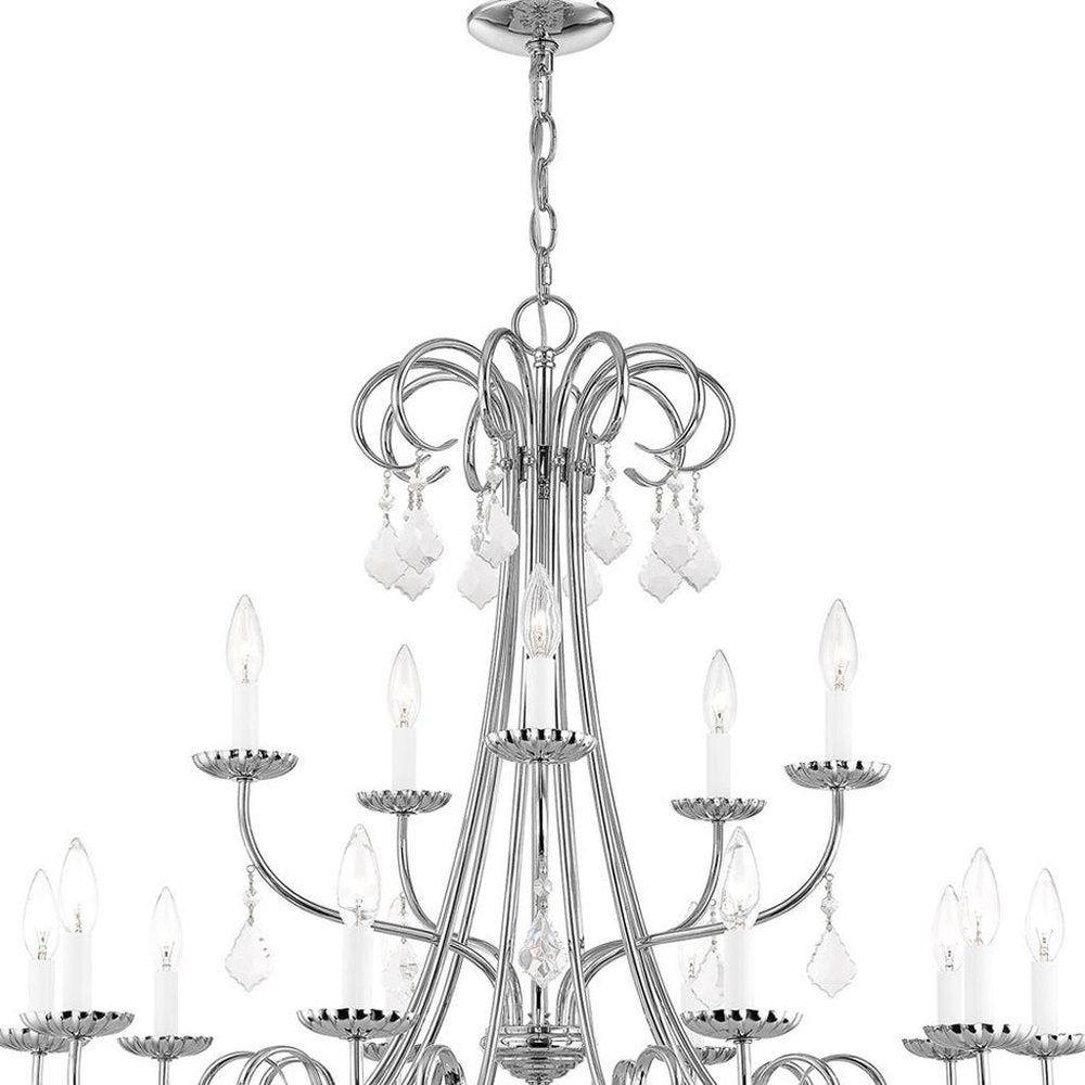 Silver Multi Light Metal Dimmable Chandelier With Shades HomeRoots