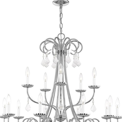 Silver Multi Light Metal Dimmable Chandelier With Shades HomeRoots