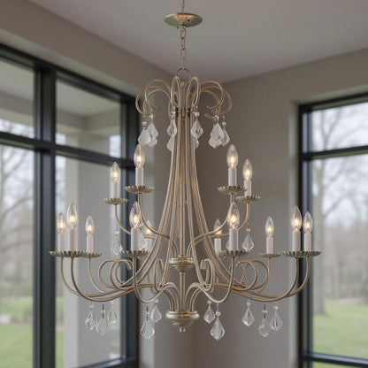Nickel Multi Light Metal Dimmable Chandelier With Shades HomeRoots