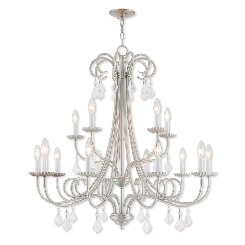 Nickel Multi Light Metal Dimmable Chandelier With Shades HomeRoots