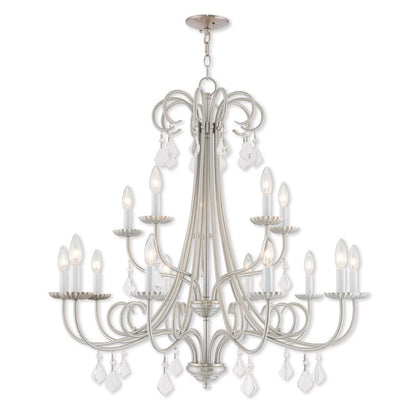 Nickel Multi Light Metal Dimmable Chandelier With Shades HomeRoots