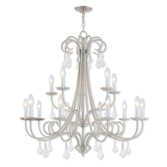 Nickel Multi Light Metal Dimmable Chandelier With Shades HomeRoots