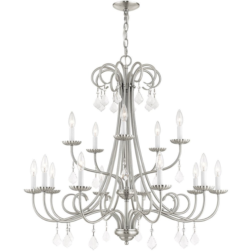 Nickel Multi Light Metal Dimmable Chandelier With Shades HomeRoots