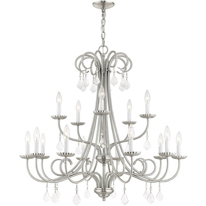 Nickel Multi Light Metal Dimmable Chandelier With Shades HomeRoots
