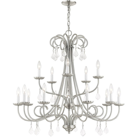 Nickel Multi Light Metal Dimmable Chandelier With Shades HomeRoots
