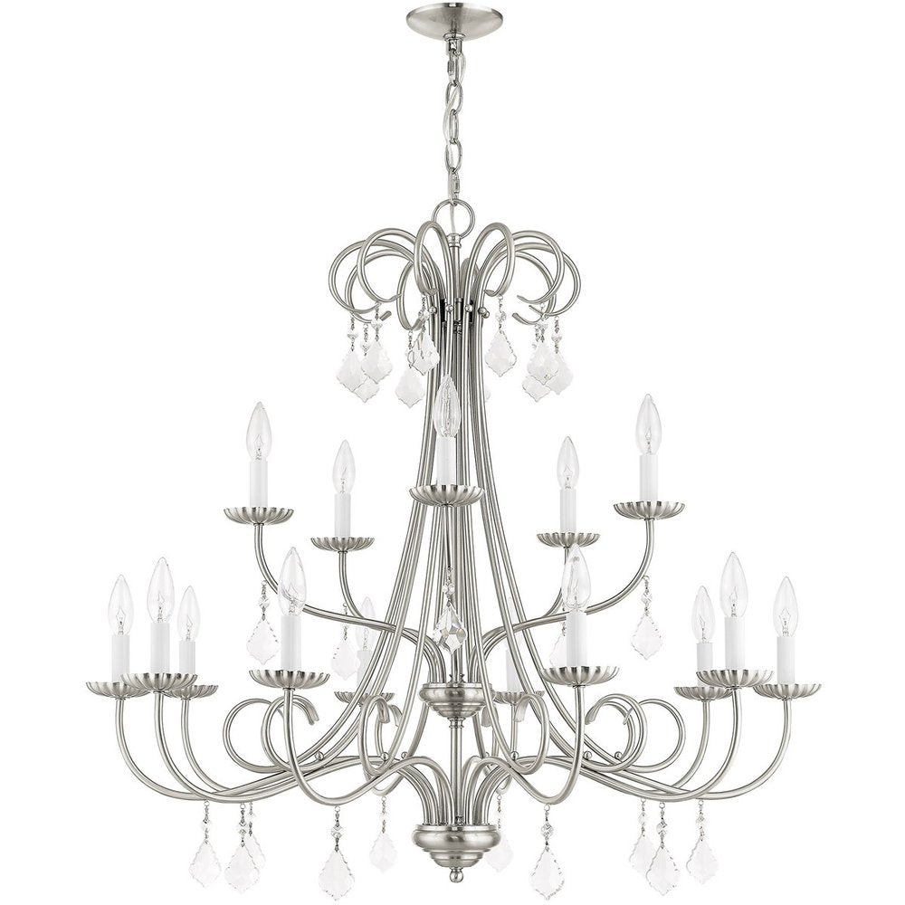 Nickel Multi Light Metal Dimmable Chandelier With Shades HomeRoots